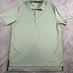 RLX Ralph Lauren Polo Golf Shirt Men Green Lt Pink Striped Performance Stretch L